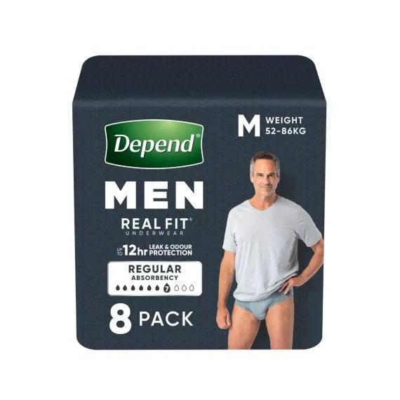 Depend® Real-Fit Underwear for Men – Medium (71–102cm Waist, 880mL)